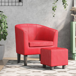 vidaXL Πολυθρόνα με Υποπόδιο Δερματίνη Κόκκινη 356496