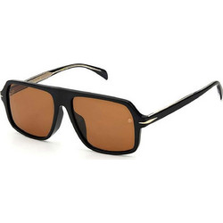 David Beckham DB7059FS 807/70 Ανδρικά Γυαλιά Ηλίου Aviator Κοκάλινα Μαύρα με Καφέ Polarized Φακό