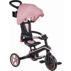 Globber Explorer 4 In 1 Τρίκυκλο Ποδήλατο με Σκίαστρο & Χειρολαβή για 10+ Μηνών Ροζ