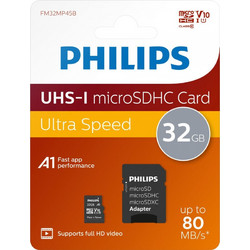 Philips Ultra Speed microSDHC 32GB Class 10 U1 V10 UHS-I A1 80MB/s + Adapter 2pcs