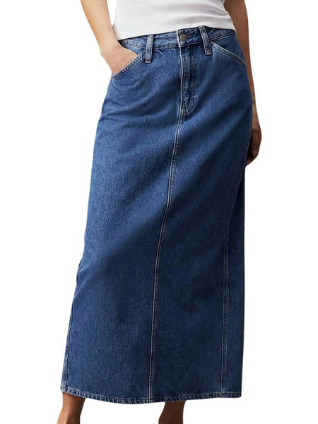 Calvin Klein Μακριά Φούστα Τζιν Ψηλόμεση Pencil Navy Μπλε J20J223680-1AANI