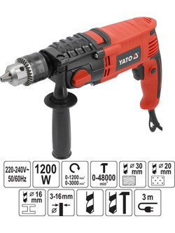 Yato YT-82045 1200W Κρουστικό Δράπανο 1200W