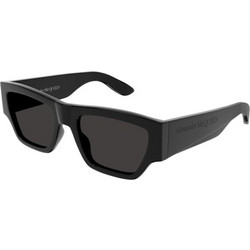 Alexander McQueen AM0393S 001 Ανδρικά Γυαλιά Ηλίου Τετράγωνα Κοκάλινα Μαύρα με Μαύρο Φακό