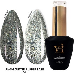 Mixcoco 69 Disco Rubber Base Glitter Ημιμόνιμο Βερνίκι Νυχιών 15ml