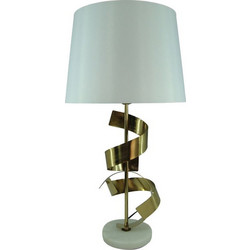 Inart Lighted 5207351213386 Πορτατίφ Ε27 Λευκό Χρυσό Π35xΥ70cm