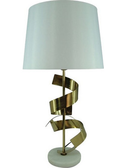 Inart Lighted 5207351213386 Πορτατίφ Ε27 Λευκό Χρυσό Π35xΥ70cm