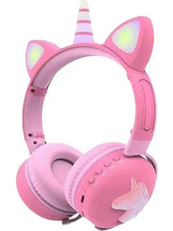 ME17 Unicorn Ασύρματα Bluetooth Παιδικά Ακουστικά On Ear Ροζ