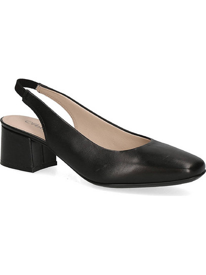 Caprice Ανατομικές Γόβες Slingback Δερμάτινες με Χοντρό Χαμηλό Τακούνι Μαύρες 9-29500-42-022