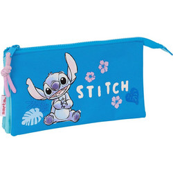 Safta Disney Stitch Hawaii Κασετίνα με 3 Θήκες Γαλάζια 8412688570010