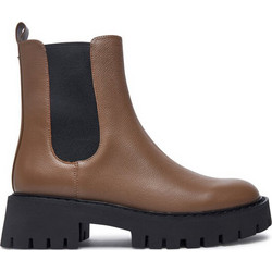 Michael Kors Asher Γυναικεία Μποτάκια Chelsea Δερμάτινα Ταμπά με Χοντρό Χαμηλό Τακούνι 40F4ASFE5L