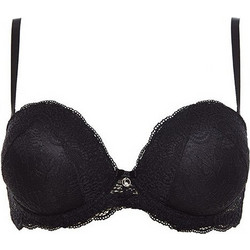 Lormar PIZZO Σουτιέν Balconette Push Up με Μπανέλα Μαύρο