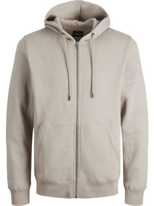 Jack & Jones Ανδρική Ζακέτα Φούτερ με Κουκούλα και Φερμουάρ Μπεζ 12249342