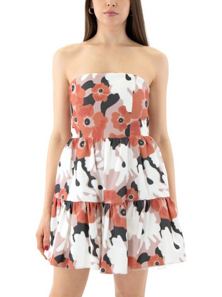 Jagged & Beau Mini Καλοκαιρινό Φόρεμα για Γάμο / Βάπτιση Floral Πολύχρωμο JB-24044-SATIN-MULTI