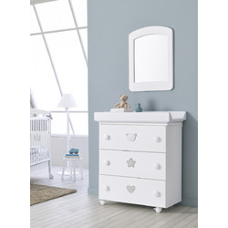 Pali Birillo Βρεφική Συρταριέρα - Αλλαξιέρα Λευκή 76x45x90cm