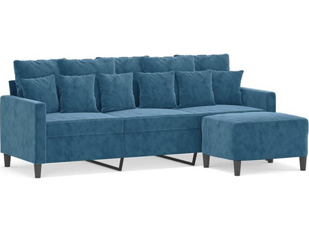 vidaXL Τριθέσιος Καναπές Βελούδινος Μπλε 198x77x80cm 3201116