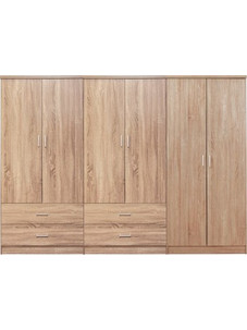 HomeMarkt Εξάφυλλη Ντουλάπα Ρούχων Reina Φυσικό Χρώμα 240x42x181cm HM21062.02