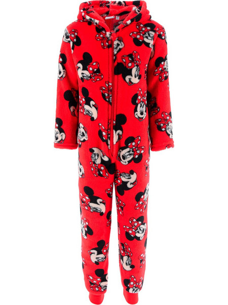 Minnie Mouse Παιδική Ολόσωμη Πιτζάμα Fleece Χειμωνιάτικη Κόκκινη XH20051