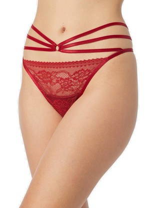 Minerva Γυναικείο Sexy String με Δαντέλα Κόκκινο 90-80947