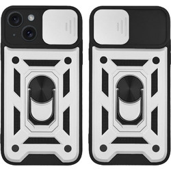 Sonique Ring Armor CamPro Back Cover Silver (iPhone 15)