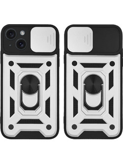 Sonique Ring Armor CamPro Back Cover Silver (iPhone 15)