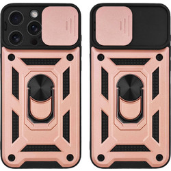 Sonique Ring Armor CamPro Back Cover Rose Gold (iPhone 15 Pro Max)