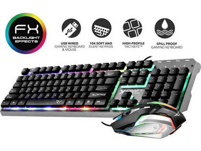 Alcatroz X-craft XC3000 Σετ Gaming Πληκτρολόγιο RGB Silver
