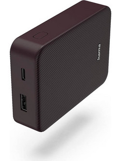 Hama Color 10 Power Bank 10000mAh με Θύρα USB-A & Θύρα USB-C Bordeaux