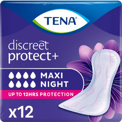 Tena Discreet Protect Maxi Night Σερβιέτες Ακράτειας 8 Σταγόνες 12τμχ
