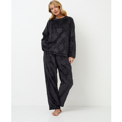 Aruelle Becky Σετ Γυναικείες Πιτζάμες Χειμωνιάτικες Fleece Μαύρες