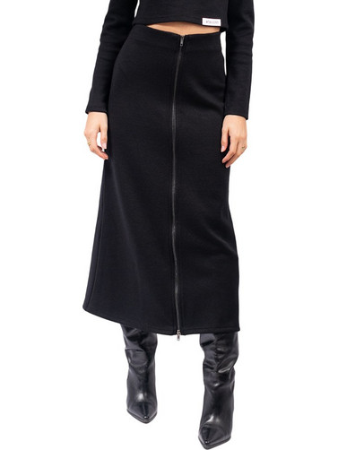4tailors Μακριά Φούστα Υφασμάτινη Ψηλόμεση Μαύρη FW24-025