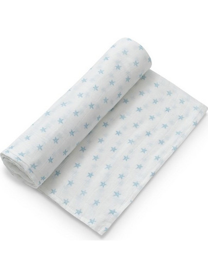 Interbaby Estrellas Πάνα Αγκαλιάς από Μουσελίνα Γαλάζια 120x120cm 99981-11