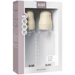 BIBS Σετ Πλαστικά Μπιμπερό με Θηλή Σιλικόνης 0+ Μηνών Ivory 270ml