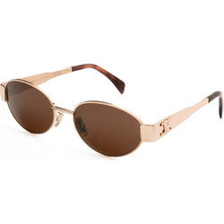 Celine CL40235U 28E Γυναικεία Γυαλιά Ηλίου Οβάλ Μεταλλικά Χρυσά με Καφέ Φακό