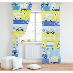 Mc Decor Παιδική Κουρτίνα με Τρουκς 140x260 Cars Yellow Blue