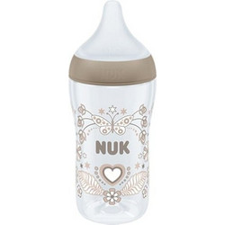 Nuk Perfect Match Heart Πλαστικό Μπιμπερό με Θηλή Σιλικόνης κατά των Κολικών 3+ Μηνών Ecru 260ml