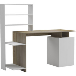 Pakoworld Meza Γραφείο Ξύλινο με Βιβλιοθήκη 128.8x55x146.3cm 230-000056