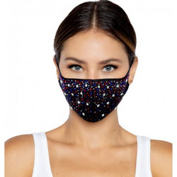 Leg Avenue Liberty Rhinestone Face Mask Black