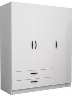 Megapap Τρίφυλλη Ντουλάπα Ρούχων Victoria Λευκή 150x60x181cm GP100-0083,1