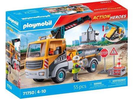 Playmobil Action Heroes Φορτηγό Κατασκευών με Γερανό για 4-10 Ετών 71750