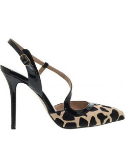 Mourtzi Γόβες Slingback με Τακούνι Στιλέτο Μαύρες Μπεζ 10/1004187