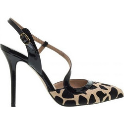Mourtzi Γόβες Slingback με Τακούνι Στιλέτο Μαύρες Μπεζ 10/1004187