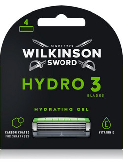 Wilkinson Sword Hydro 3 Skin Protection Black Edition Ανταλλακτικά Ξυραφάκια με 3 Λεπίδες & Λιπαντική Ταινία 4τμχ