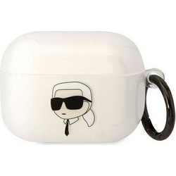 Karl Lagerfeld Karl's Head Θήκη Σιλικόνης με Γάντζο για Apple AirPods Pro 1 Διαφανής