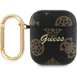 Guess Hook Θήκη Σιλικόνης με Γάντζο για Apple AirPods 1 / 2 Μαύρη