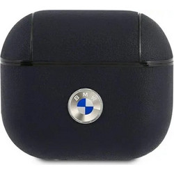 BMW Silver Logo Θήκη Δερμάτινη για Apple AirPods 3 Μαύρη
