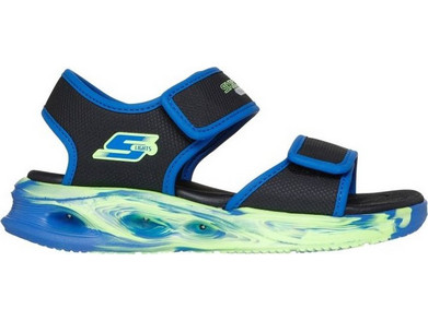 Skechers Παιδικά Πέδιλα για Αγόρι Ανατομικά με Φωτάκια Royal Blue Lime 407032L-BKBL