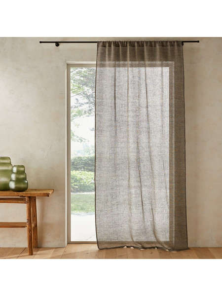 La Redoute Κουρτίνα Παραθύρου με Τούνελ 140x320 Fishoyi 350189864 Natural Charcoal Grey