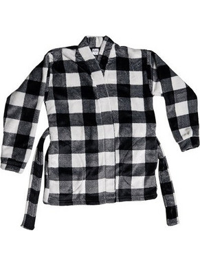 Rachel Παιδική Ρόμπα Fleece Χειμωνιάτικη Λευκή Μαύρη 13418