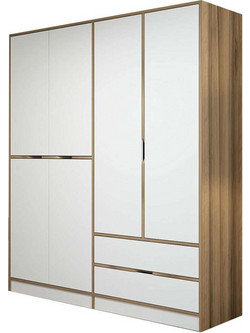 Hanah Home Τετράφυλλη Ντουλάπα Ρούχων Elina Λευκή 185x52x208cm 506MNR2497