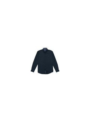 Double Ανδρικό Πουκάμισο Βαμβακερό Μακρυμάνικο Slim Fit Navy Μπλε GS-5015